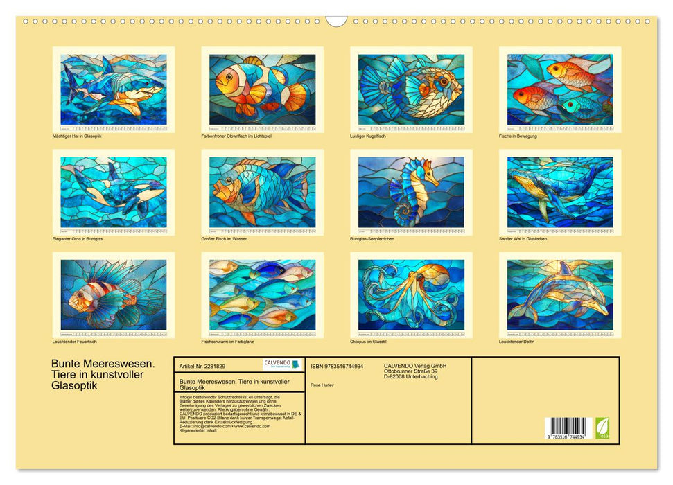 Bunte Meereswesen. Tiere in kunstvoller Glasoptik (CALVENDO Wandkalender 2026)