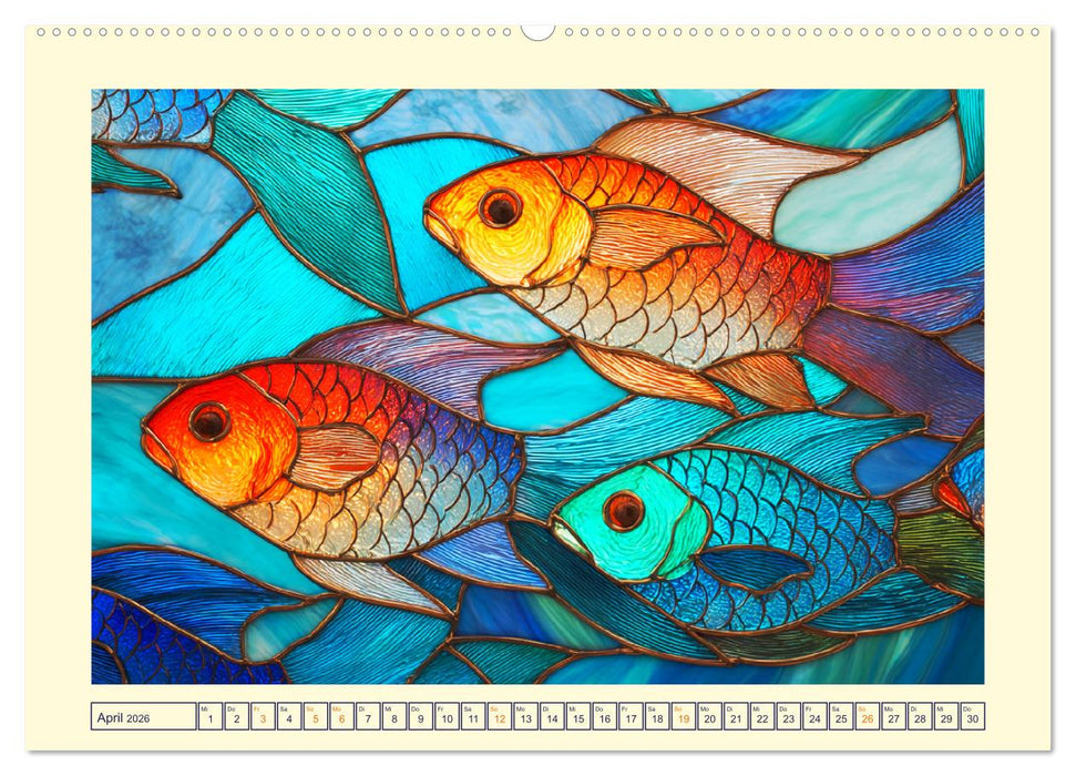 Bunte Meereswesen. Tiere in kunstvoller Glasoptik (CALVENDO Wandkalender 2026)