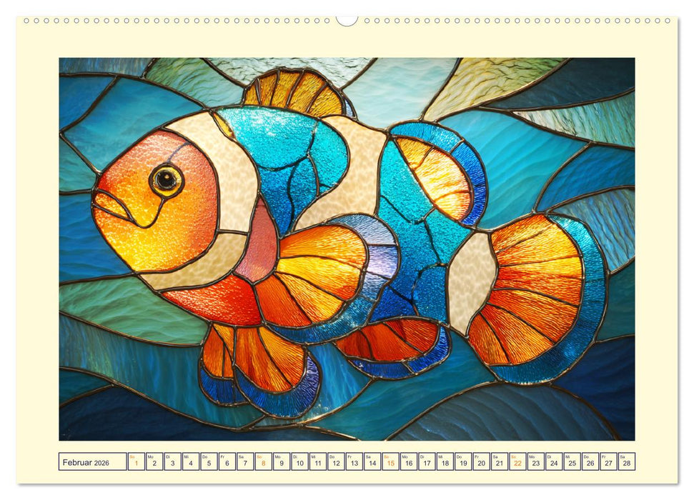Bunte Meereswesen. Tiere in kunstvoller Glasoptik (CALVENDO Premium Wandkalender 2026)