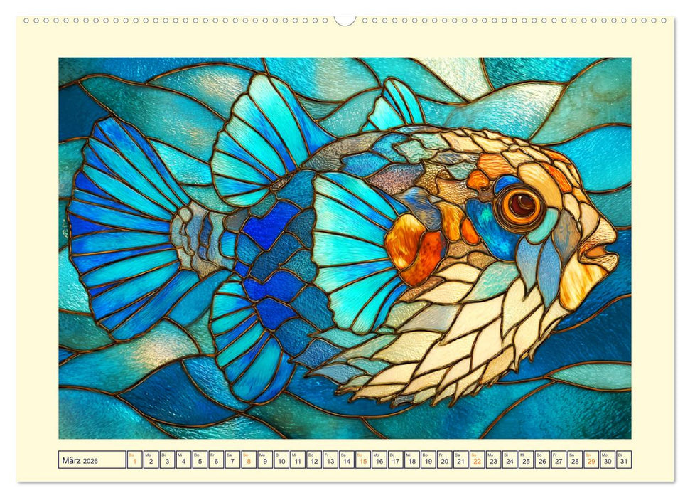 Bunte Meereswesen. Tiere in kunstvoller Glasoptik (CALVENDO Premium Wandkalender 2026)