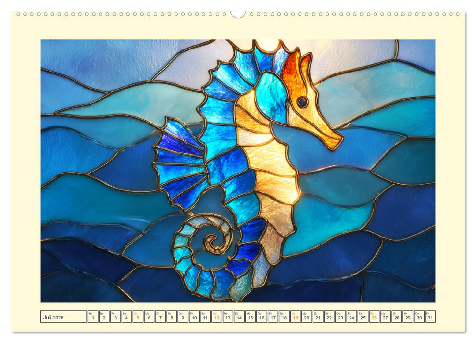 Bunte Meereswesen. Tiere in kunstvoller Glasoptik (CALVENDO Premium Wandkalender 2026)
