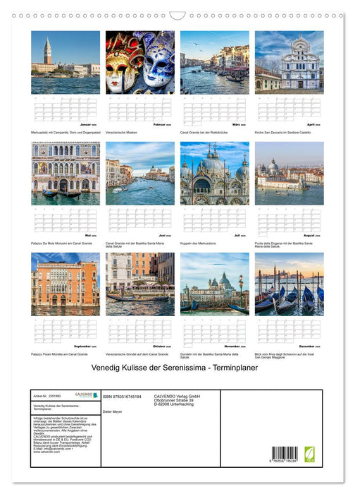 Venedig Kulisse der Serenissima - Terminplaner (CALVENDO Wandkalender 2026)