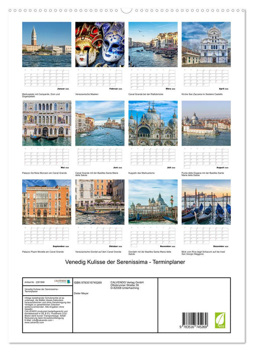 Venedig Kulisse der Serenissima - Terminplaner (CALVENDO Premium Wandkalender 2026)