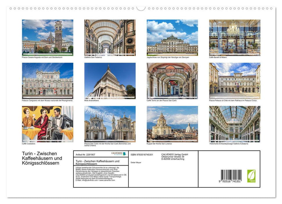 Turin - Zwischen Kaffeehäusern und Königsschlössern (CALVENDO Premium Wandkalender 2026)
