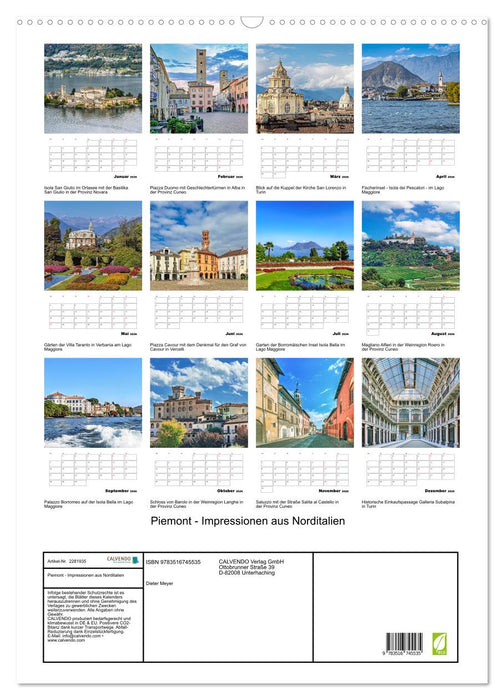 Piemont - Impressionen aus Norditalien (CALVENDO Wandkalender 2026)