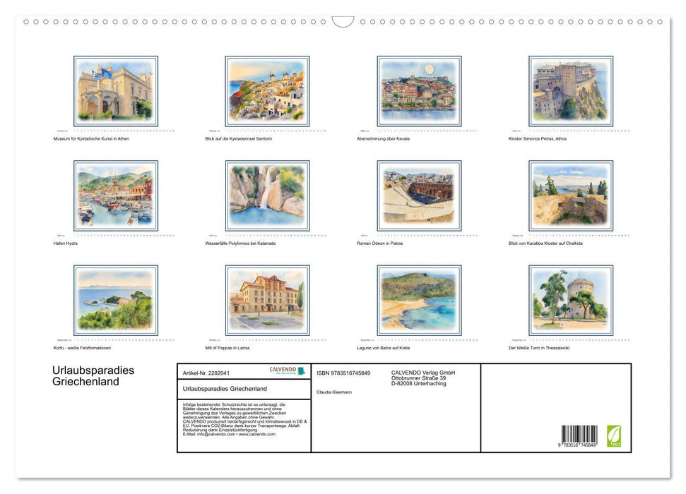 Urlaubsparadies Griechenland (CALVENDO Wandkalender 2026)