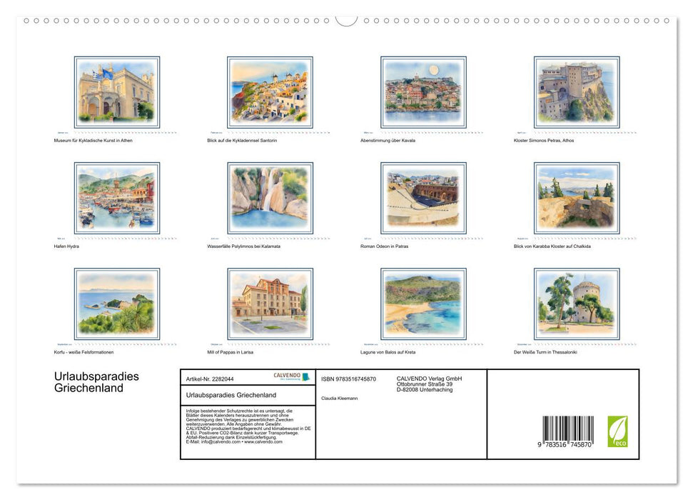Urlaubsparadies Griechenland (CALVENDO Premium Wandkalender 2026)