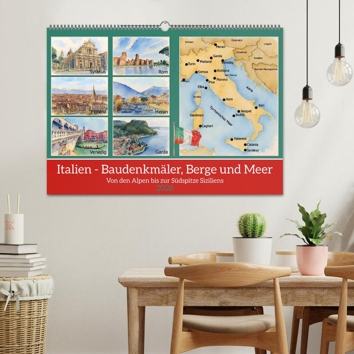 Italien - Baudenkmäler, Berge und Meer (CALVENDO Wandkalender 2026)