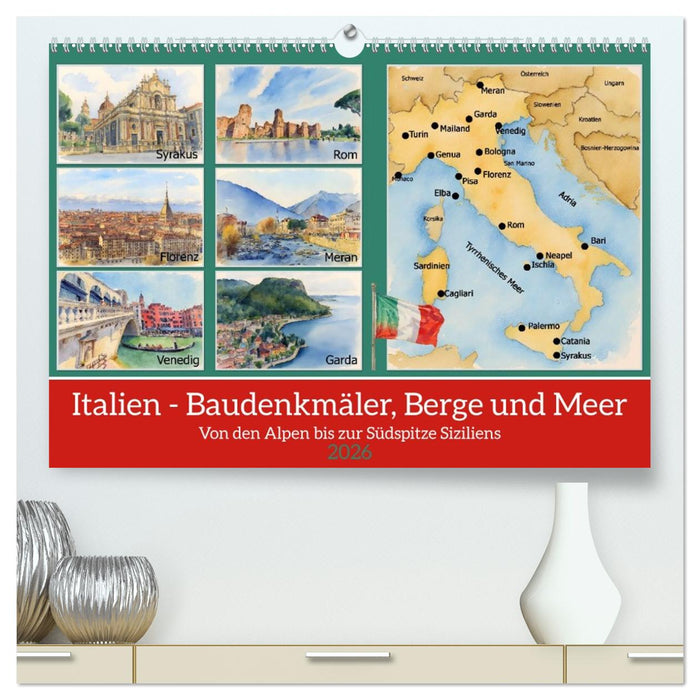 Italien - Baudenkmäler, Berge und Meer (CALVENDO Premium Wandkalender 2026)