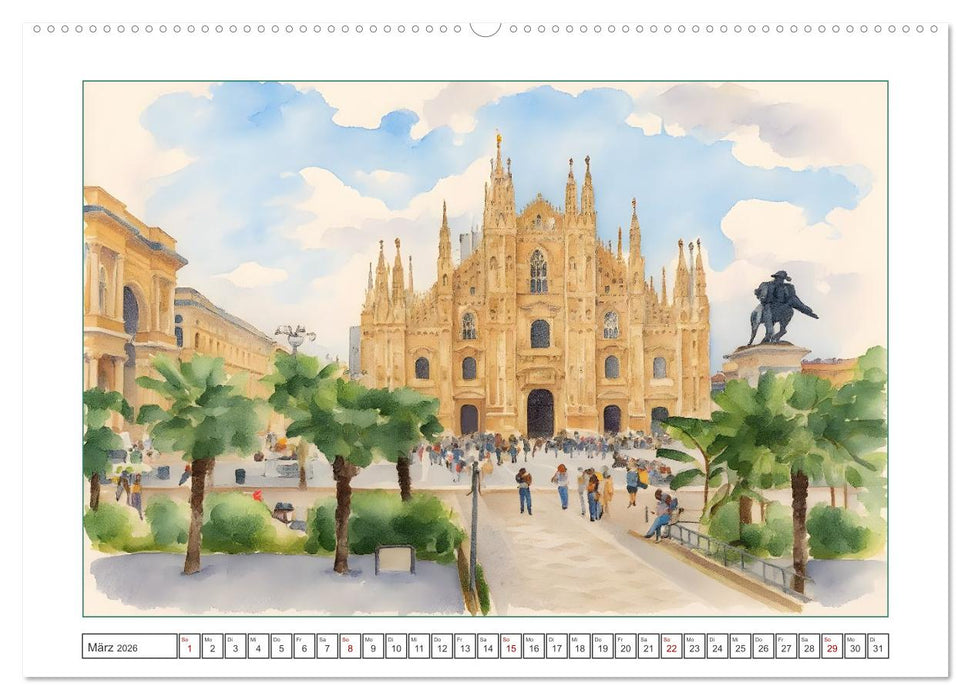 Italien - Baudenkmäler, Berge und Meer (CALVENDO Premium Wandkalender 2026)