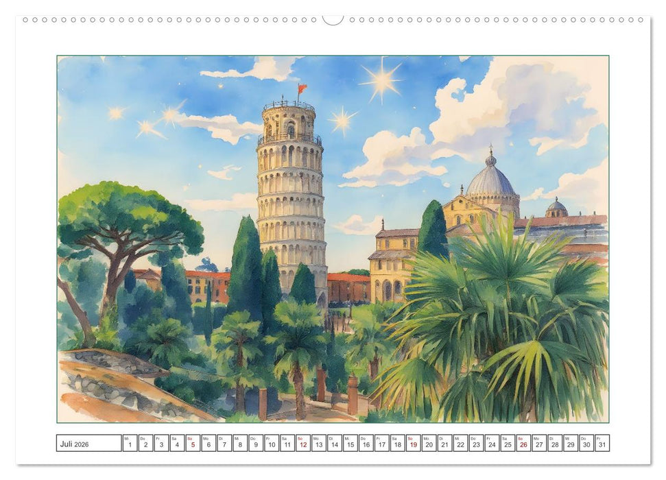 Italien - Baudenkmäler, Berge und Meer (CALVENDO Premium Wandkalender 2026)