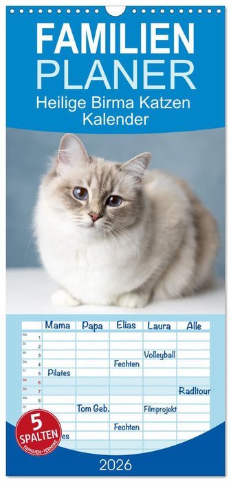 Heilige Birma Katzen Kalender (CALVENDO Familienplaner 2026)
