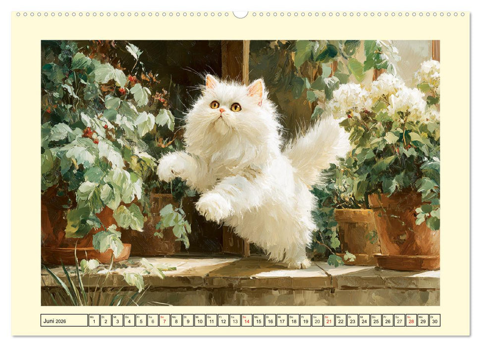 Perserkatzen. Flauschige Momente in kunstvoller Öloptik (CALVENDO Wandkalender 2026)