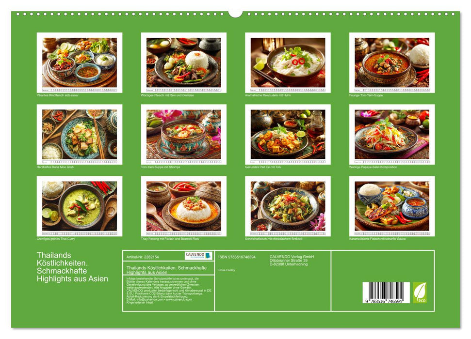 Thailands Köstlichkeiten. Schmackhafte Highlights aus Asien (CALVENDO Premium Wandkalender 2026)