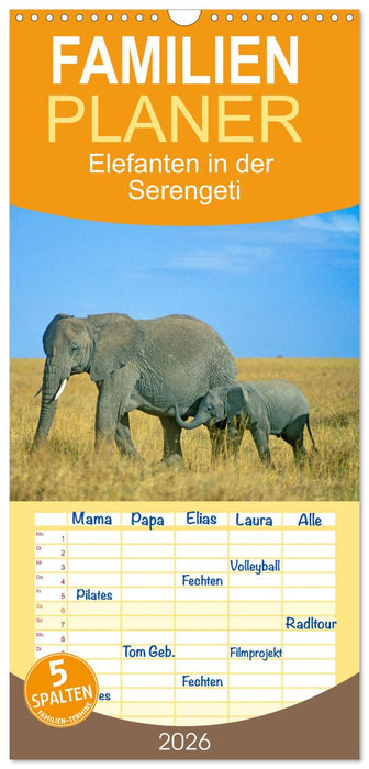 Elefanten in der Serengeti (CALVENDO Familienplaner 2026)