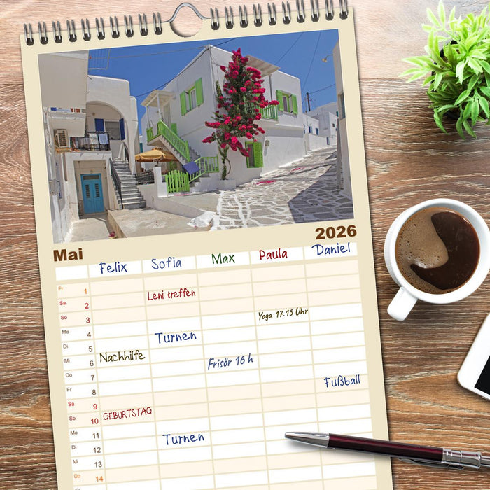 Die Kykladen - Inseln im Ägäischen Meer (CALVENDO Familienplaner 2026)