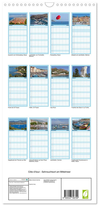 Côte d’Azur - Sehnsuchtsort am Mittelmeer (CALVENDO Familienplaner 2026)
