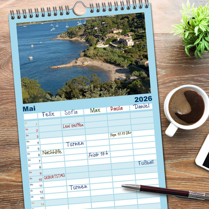 Côte d’Azur - Sehnsuchtsort am Mittelmeer (CALVENDO Familienplaner 2026)