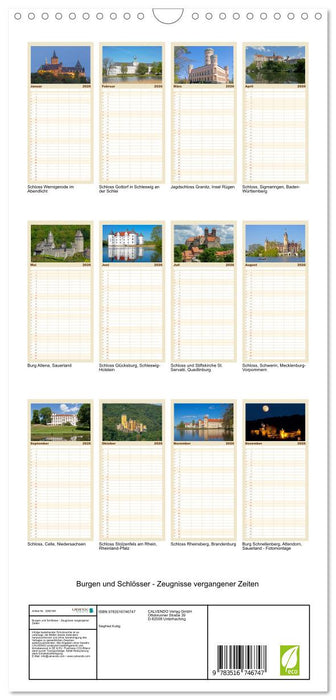 Burgen und Schlösser - Zeugnisse vergangener Zeiten (CALVENDO Familienplaner 2026)