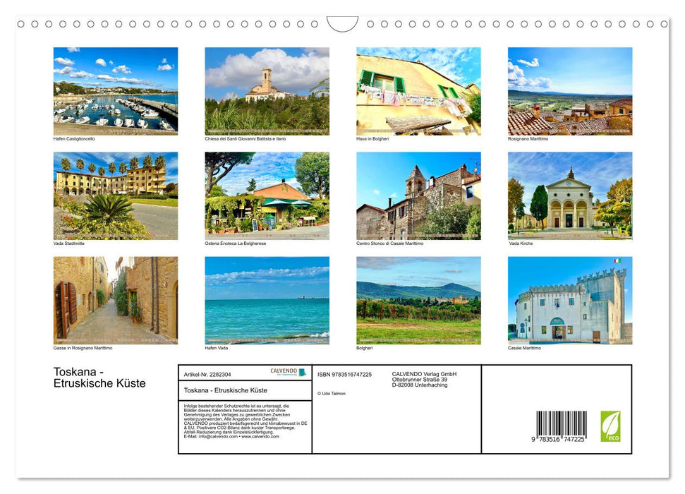 Toskana - Etruskische Küste (CALVENDO Wandkalender 2026)
