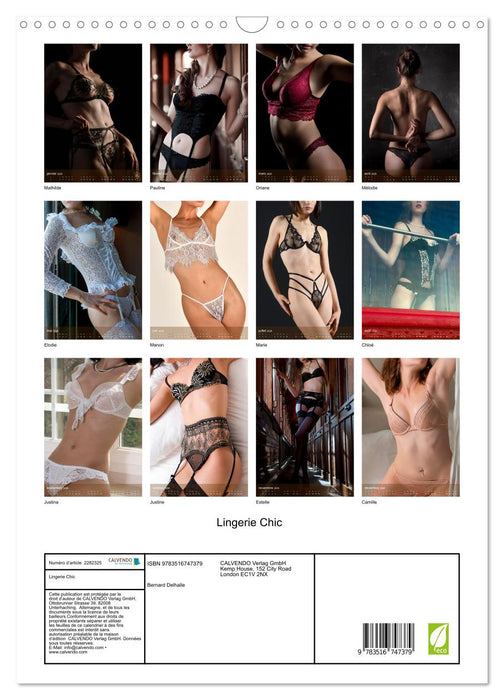 Lingerie Chic (CALVENDO Calendrier mensuel 2026)