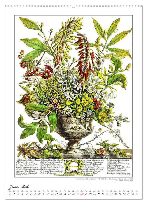 Henry Fletcher. Blumen und Früchte - Kunstkalender (CALVENDO Wandkalender 2026)