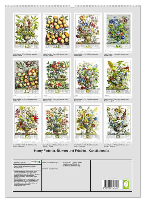 Henry Fletcher. Blumen und Früchte - Kunstkalender (CALVENDO Premium Wandkalender 2026)