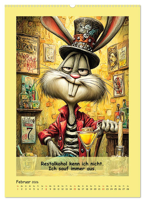 Kneipen-Hasen. Trinkende Sprücheklopfer (CALVENDO Wandkalender 2026)