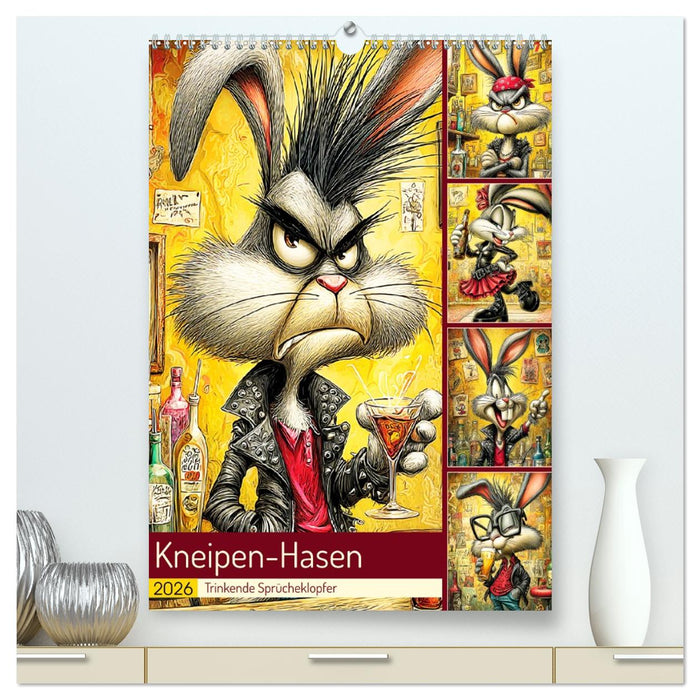 Kneipen-Hasen. Trinkende Sprücheklopfer (CALVENDO Premium Wandkalender 2026)