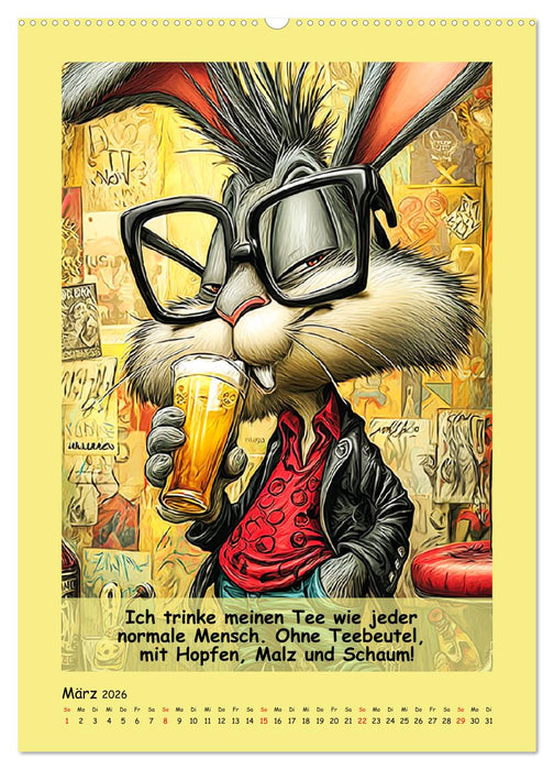 Kneipen-Hasen. Trinkende Sprücheklopfer (CALVENDO Premium Wandkalender 2026)