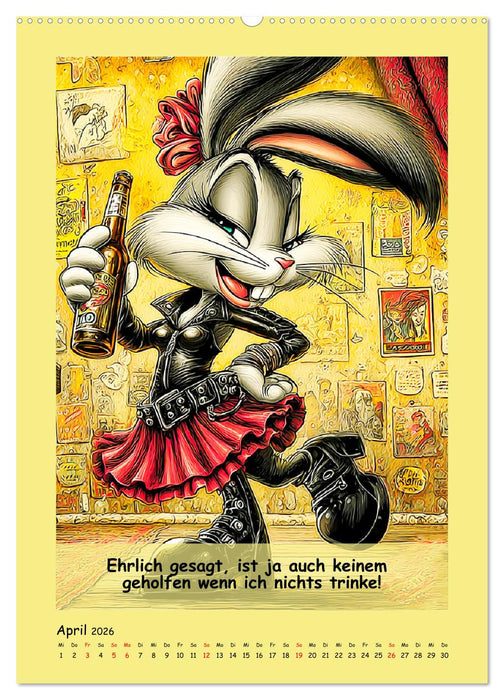 Kneipen-Hasen. Trinkende Sprücheklopfer (CALVENDO Premium Wandkalender 2026)