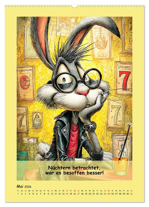 Kneipen-Hasen. Trinkende Sprücheklopfer (CALVENDO Premium Wandkalender 2026)