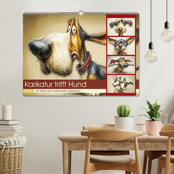 Karikatur trifft Hund. Ein Blick auf charmante Vierbeiner (CALVENDO Wandkalender 2026)