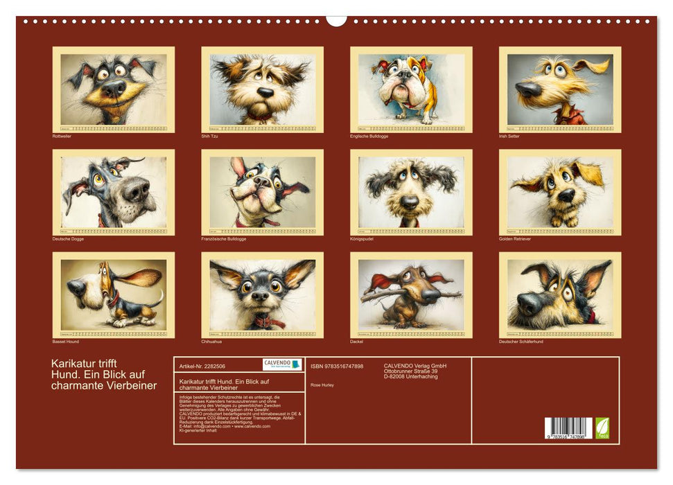 Karikatur trifft Hund. Ein Blick auf charmante Vierbeiner (CALVENDO Wandkalender 2026)