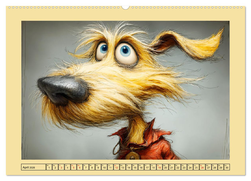 Karikatur trifft Hund. Ein Blick auf charmante Vierbeiner (CALVENDO Wandkalender 2026)