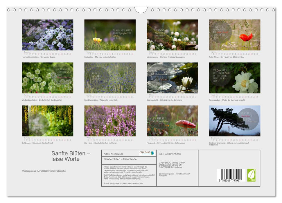 Sanfte Blüten – leise Worte (CALVENDO Wandkalender 2026)