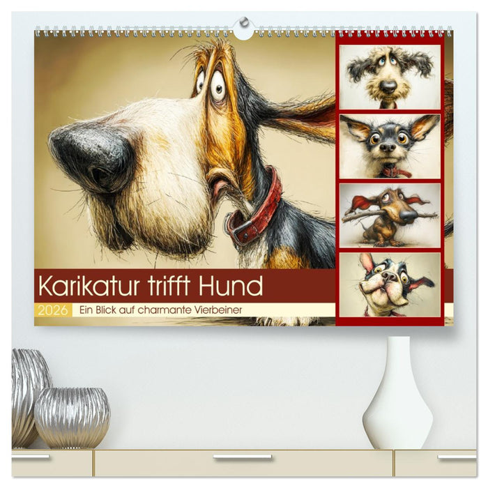 Karikatur trifft Hund. Ein Blick auf charmante Vierbeiner (CALVENDO Premium Wandkalender 2026)