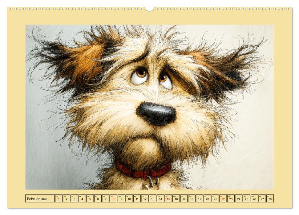Karikatur trifft Hund. Ein Blick auf charmante Vierbeiner (CALVENDO Premium Wandkalender 2026)