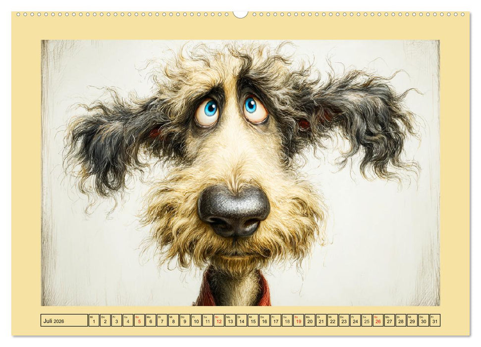 Karikatur trifft Hund. Ein Blick auf charmante Vierbeiner (CALVENDO Premium Wandkalender 2026)