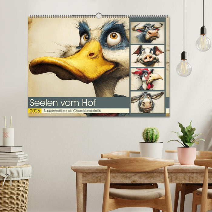 Seelen vom Hof. Bauernhoftiere als Charakterporträts (CALVENDO Wandkalender 2026)
