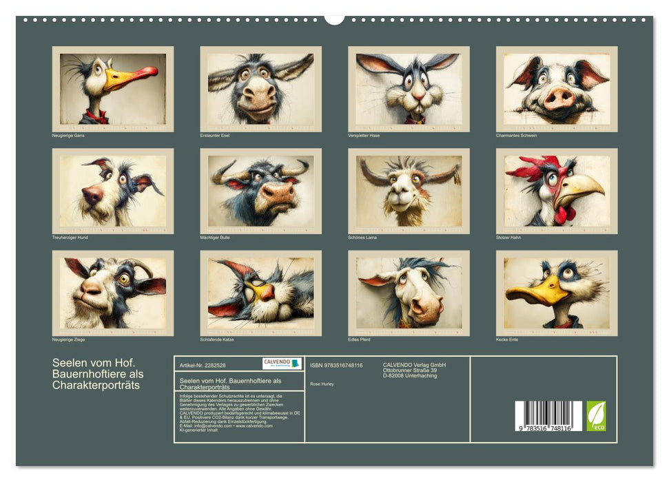 Seelen vom Hof. Bauernhoftiere als Charakterporträts (CALVENDO Premium Wandkalender 2026)