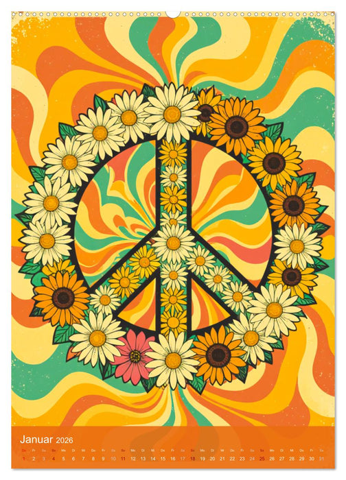Flower Power Dreams – Retro 70s Art (CALVENDO Wandkalender 2026)