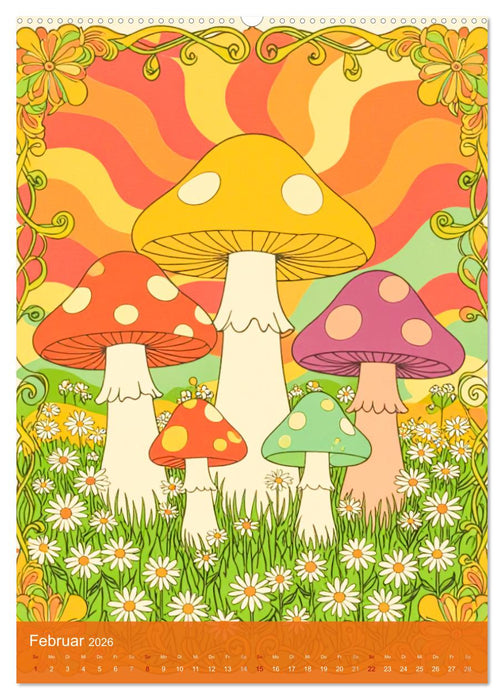 Flower Power Dreams – Retro 70s Art (CALVENDO Wandkalender 2026)