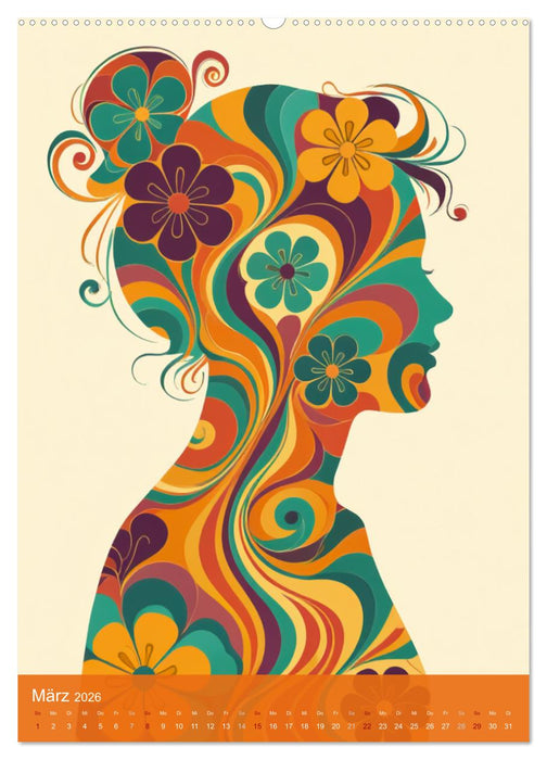 Flower Power Dreams – Retro 70s Art (CALVENDO Wandkalender 2026)