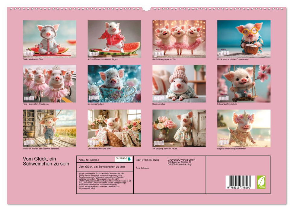 Vom Glück, ein Schweinchen zu sein (CALVENDO Premium Wandkalender 2026)