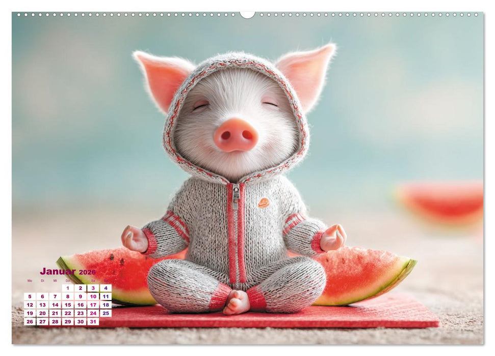 Vom Glück, ein Schweinchen zu sein (CALVENDO Premium Wandkalender 2026)