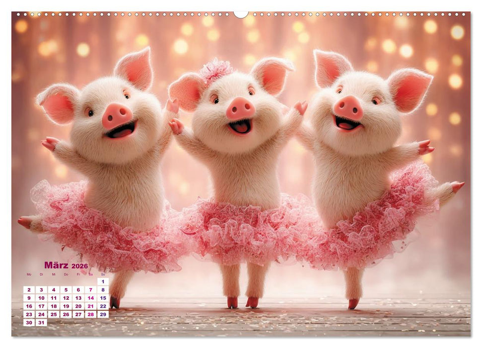 Vom Glück, ein Schweinchen zu sein (CALVENDO Premium Wandkalender 2026)