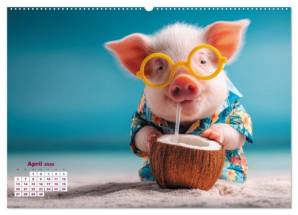 Vom Glück, ein Schweinchen zu sein (CALVENDO Premium Wandkalender 2026)