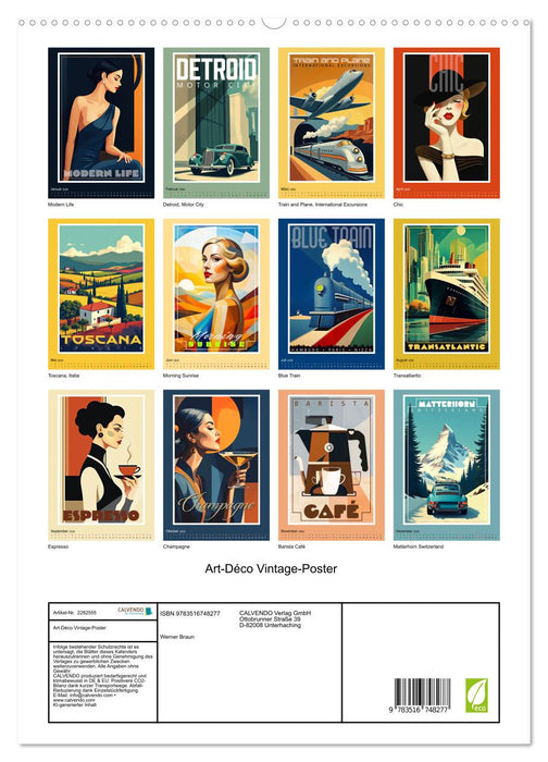 Art-Déco Vintage-Poster (CALVENDO Premium Wandkalender 2026)