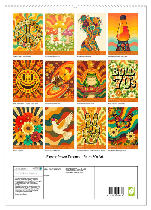 Flower Power Dreams – Retro 70s Art (CALVENDO Premium Wandkalender 2026)